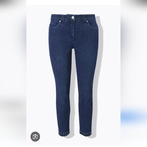 POOKIE LOVES SEBASTIAN Stylish Dark Blue Ankle Jeans with Studded Hem